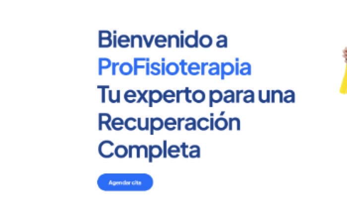Página de ProFisioterapia: portada con el botón para agendar cita
